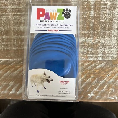 12 NEW Pawz Medium Blue Rubber Dog Boots Reusable Waterproof Protex - Image 1 of 2