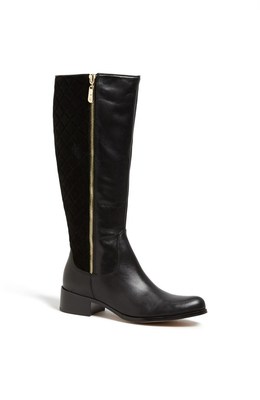  Corso Como 'Enrica' Boots Quilted Black 6.5  Vintage Calf Kid Suede Leather  