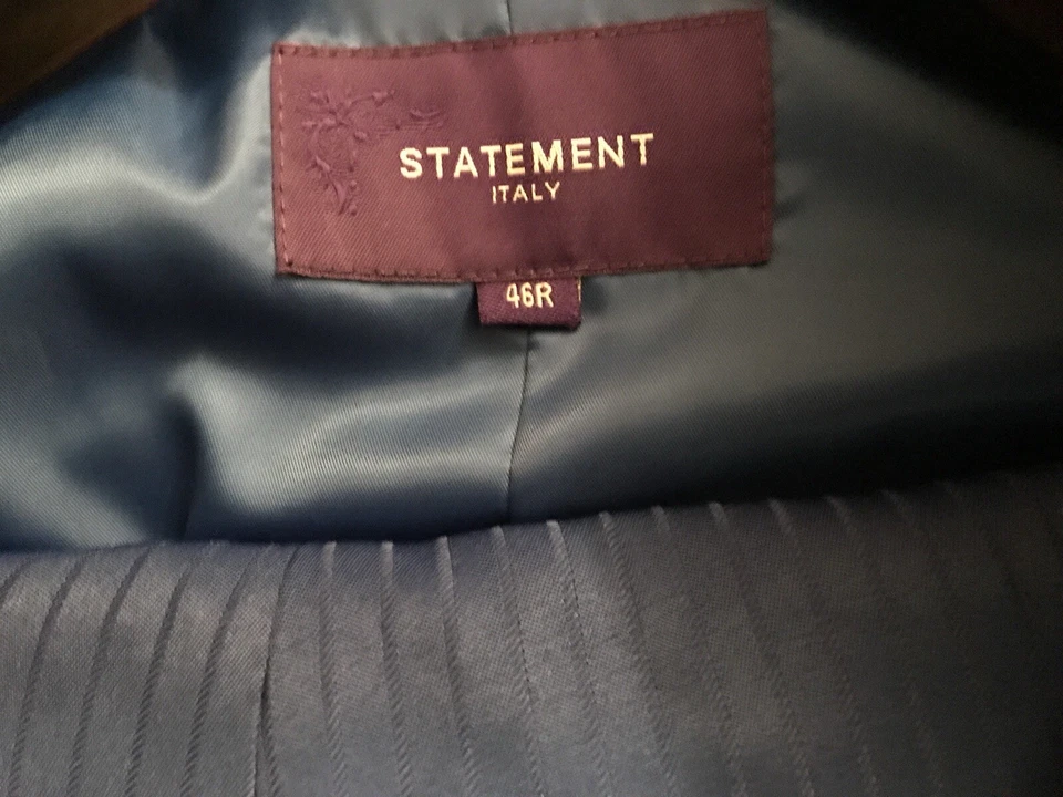 Traje azul real de 3 piezas para hombre para graduación, boda. Chaqueta talla 46R 36 pantalones cintura. Foto 4 de 4