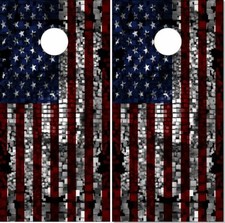 American Flag Cubed Cornhole Wrap Bag Toss Skin Decal Sticker Wraps