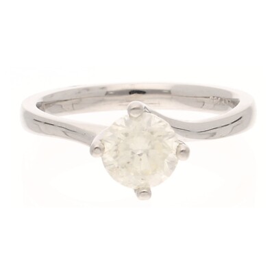 950 Platin 1,00ct Brillanter runder Schliff Diamant verdrehter Solitärring (Größe N)