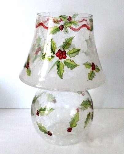 HOLIDAY HOLLY CHRISTMAS 10.75" VOTIVE CANDLE HOLDER WITH SHADE - Picture 1 of 5