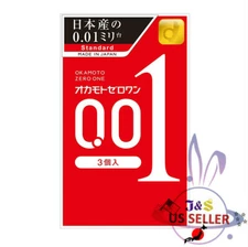 Japan Okamoto Zero One 001 Thin 0.01 mm Condom Regular Size 1box/3pcs-US Seller