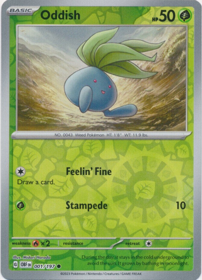 Pokemon -Oddish - 001/197 - Obsidian Flames - Rev Holo - NM/M | eBay