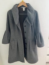 Diane Von Furstenberg Size M Wool Swing Coat Silk Lining Grey