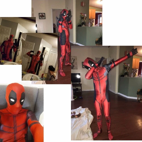 Erwachsene Deadpool Kostüm Zentai Body Cosplay Anzug Maske Halloween Requisite Overall - Bild 15 von 29