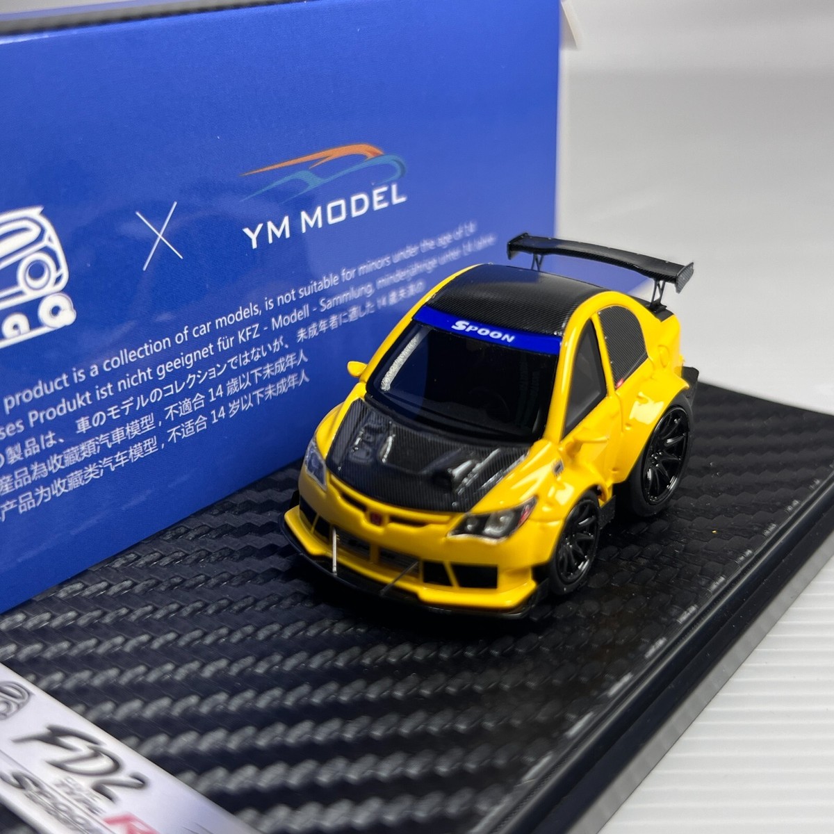 YM Model 1/64 ホンダ シビック タイプ R FD2 SPOON 1/64 YM Model Honda Spoon FD2 Civic Type-R Yellow Q Car Ltd