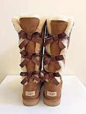 UGG BAILEY BOW II TALL TRIPLET CHESTNUT WATER RESISTANT USA 7 / EU 38 / UK 5.5