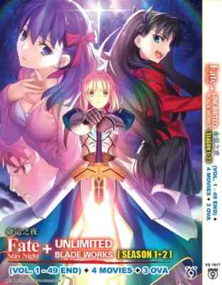 Anime DVD FATE/STAY NIGHT + UNLIMITED BLADE WORKS (Sea 1+2)+3OVA+4Movies ENG DUB