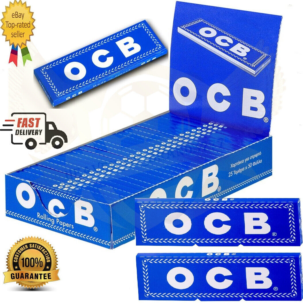 OCB BLUE Regular Size Rolling Papers 25 Booklets - 1 Full Box (1250 Leaves). Available Now for 9.95