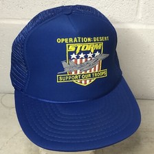 Vintage Operation Desert Storm Snapback Trucker Hat Cap 90s Fighter Jet Blue