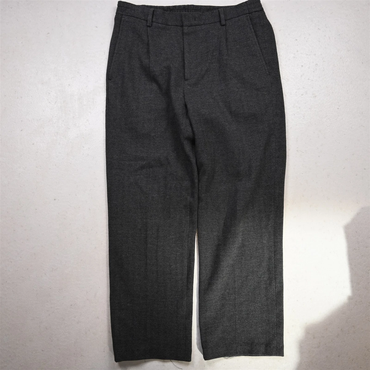 B Brooks Brothers 32x26 Gray Herringbone Flannel Regent Pleated