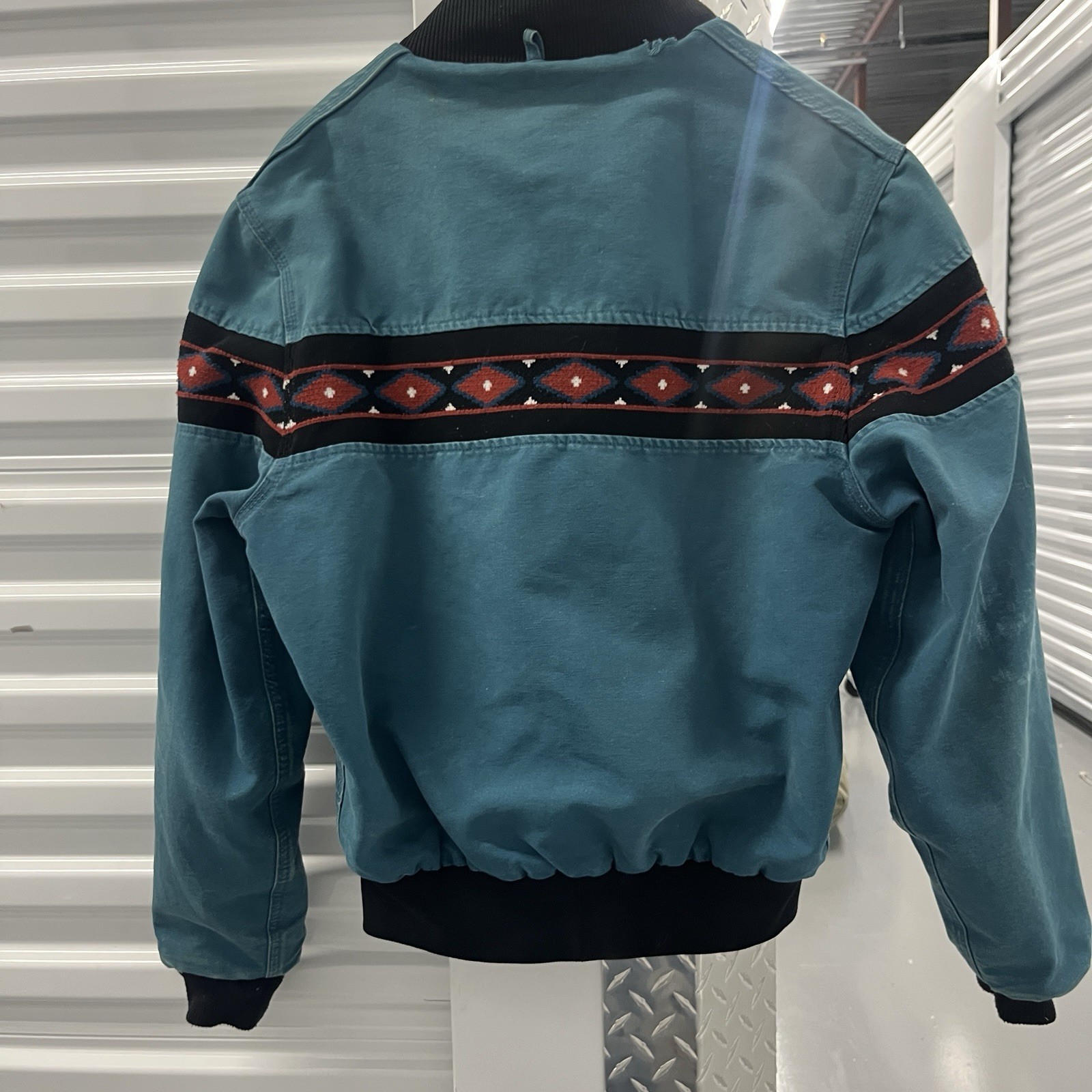 Rare Vintage Faded Turquoise Carhartt Aztec Jacket Size Medium image 5