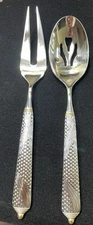 Gorgeous 2 pc Laslo Yamazaki Byzantine 18/8 Stainless w/ Gold Accent Serving Set