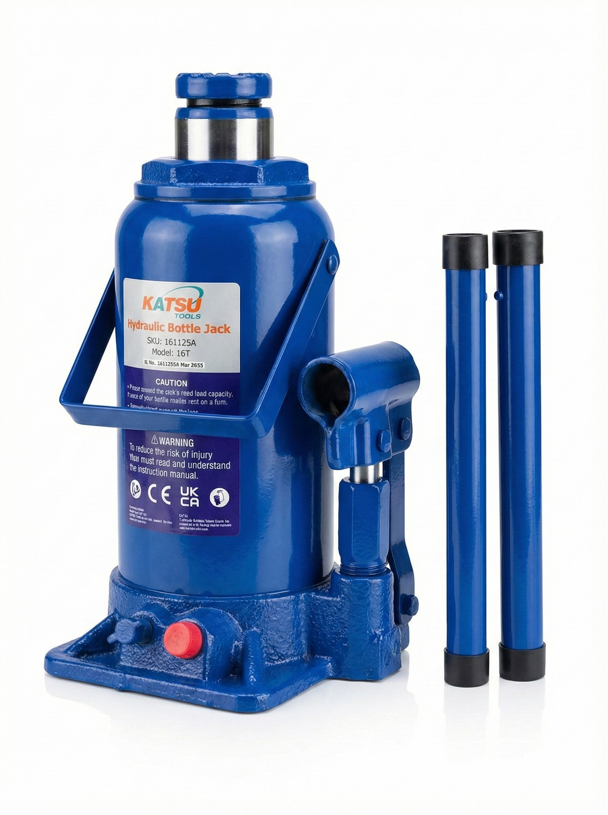 KATSU Tools 16T Hydraulic Bottle Jack for Cars, Trucks & Heavy Vehicle Lifting