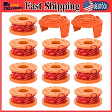 Plug‑&‑Play Worx Trimmer Line WA0010 – 10 Spools + 2 Caps, Double Helix