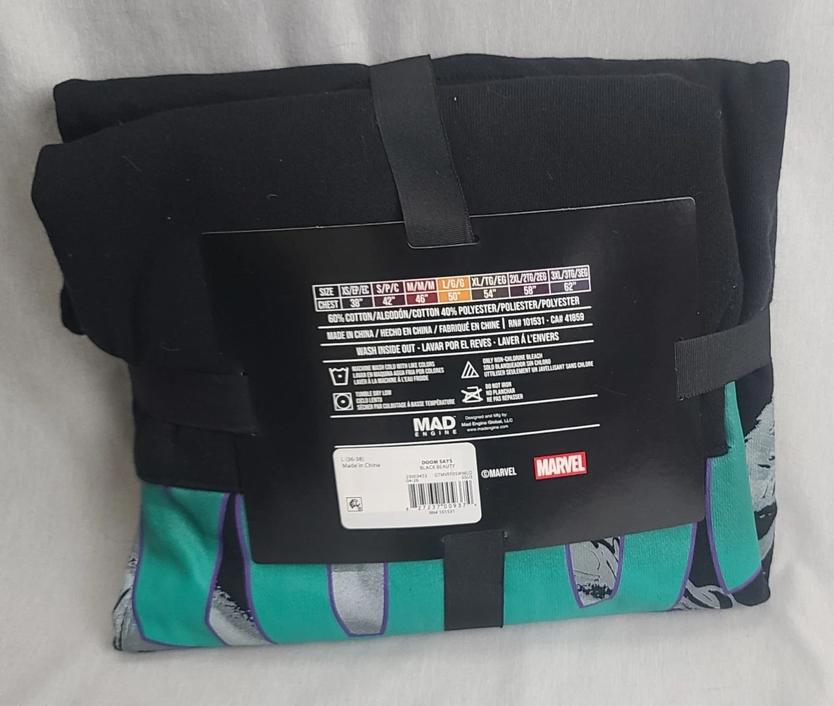 Marvel Doctor Doom Says Black Beauty Hombres Sudadera con Capucha Talla Grande Mad Engine NUEVO