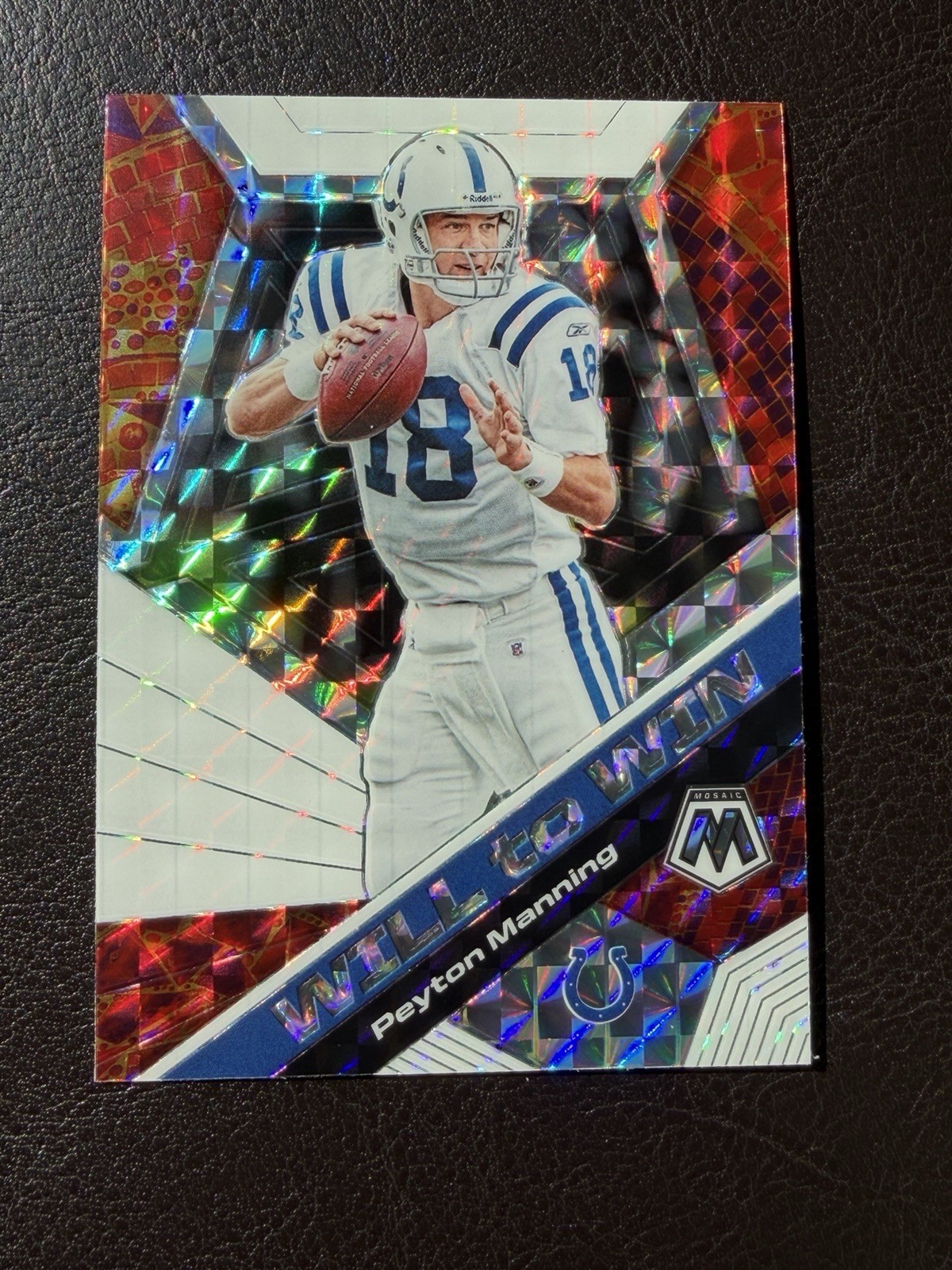 Peyton Manning 2020 Panini Mosaic Will To Win Insert Silver Prizm Parallel #WW16