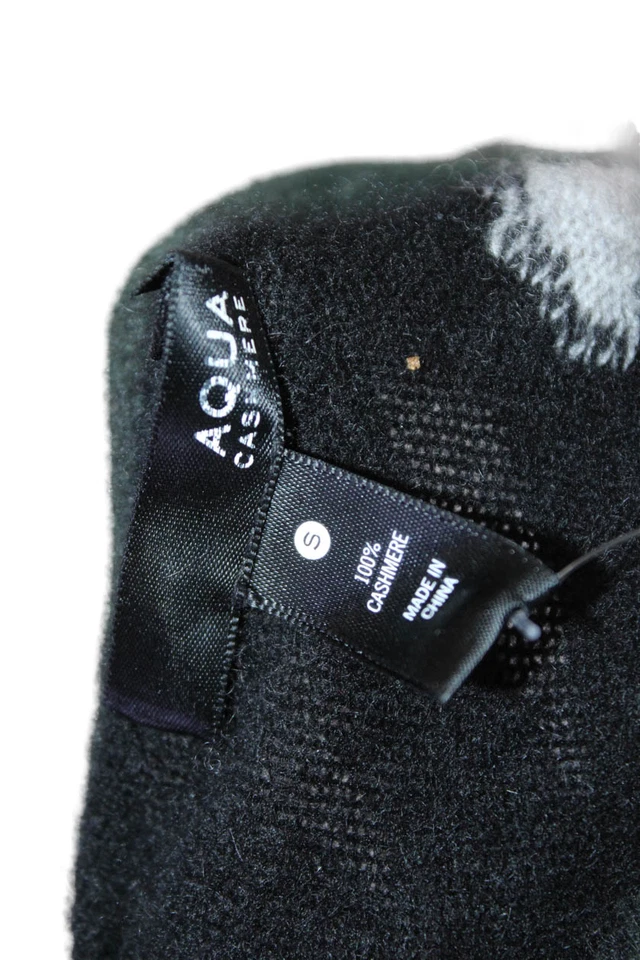 Aqua 女式套衫羊绒迷彩圆领长袖黑色 S 码 — 第 4/4 张图片