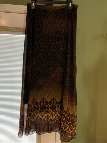 ONE WORLD live and let live Animal Print Lined Skirt Sz Med EUC