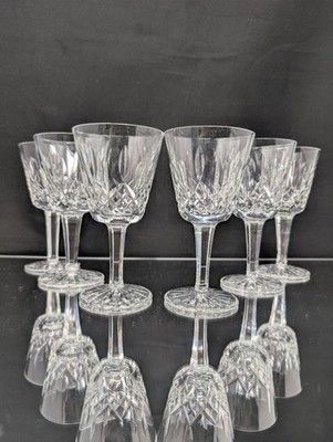 MINT! Set of SIX 5 7/8'' Lismore by Waterford CLARET WINE Glasses VINTAGE Crystal