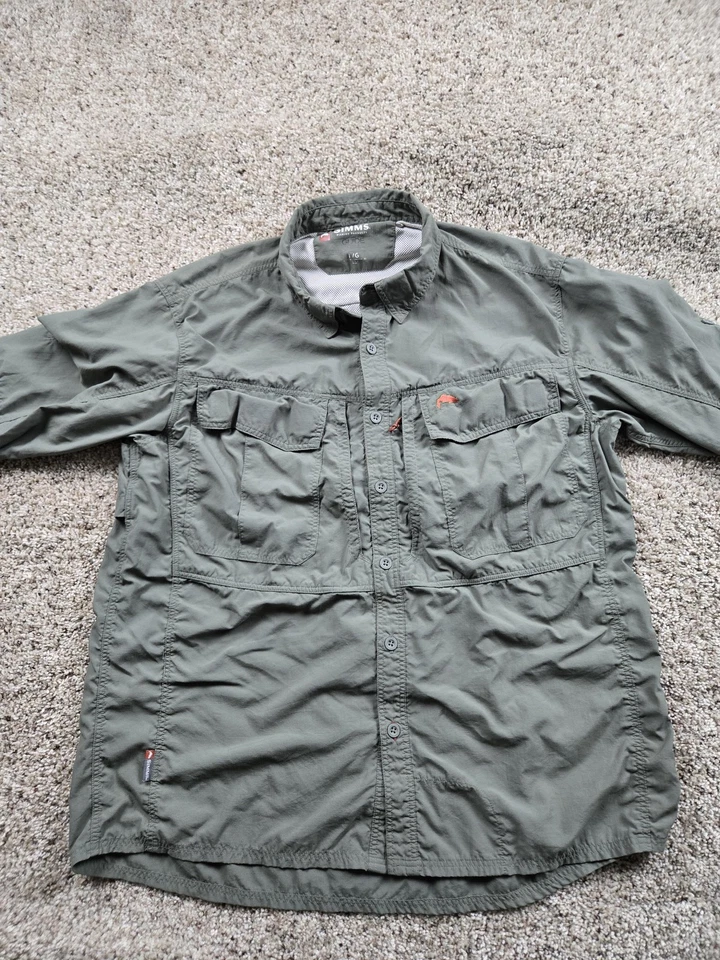 Simms Guide Shirt Mens Large Green Long Sleeve Vented Fishing Hiking - Image 4 of 4