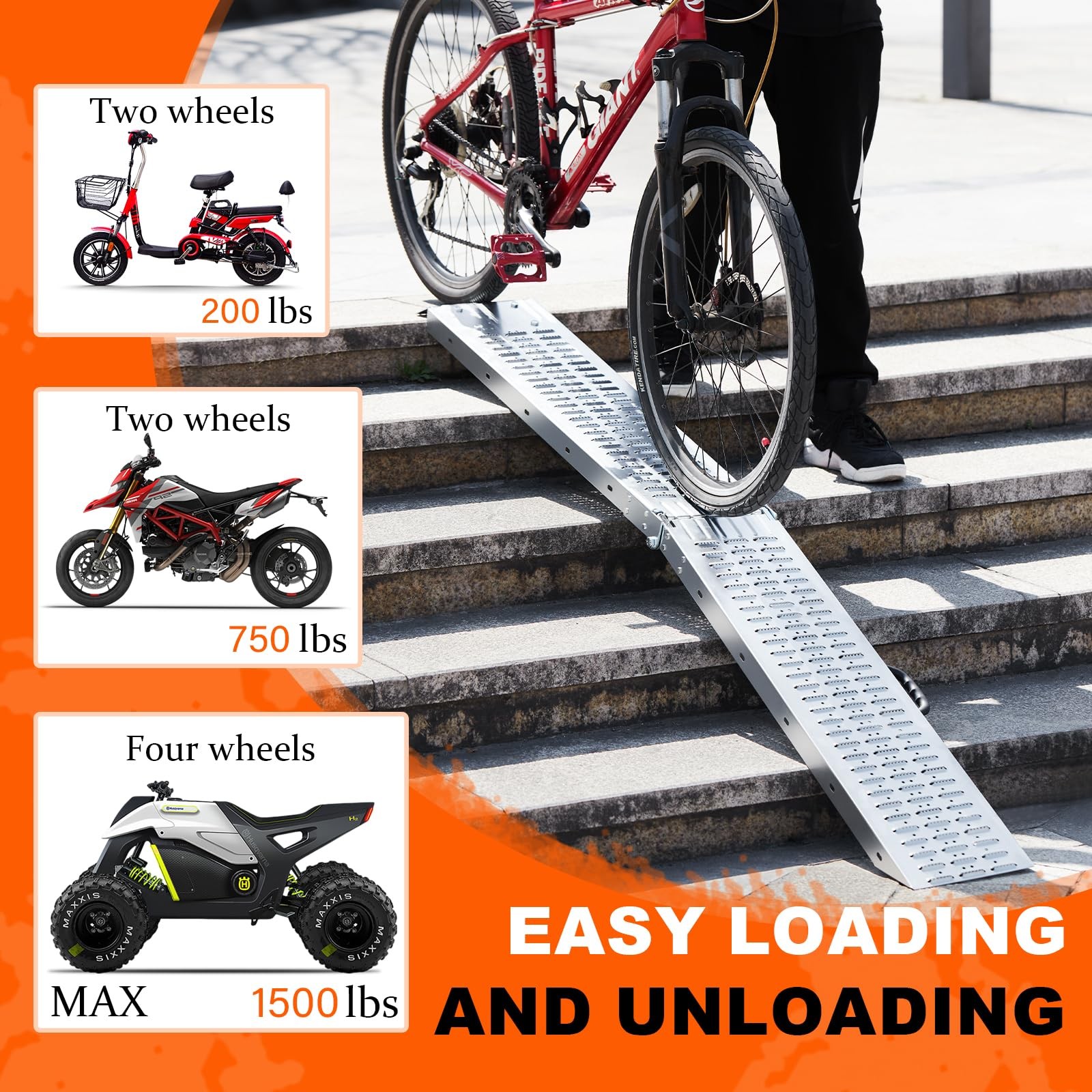 72.5" Heavy Duty Folding Loading Ramps, 1500lb Capacity, Ideal for Motorcycle...