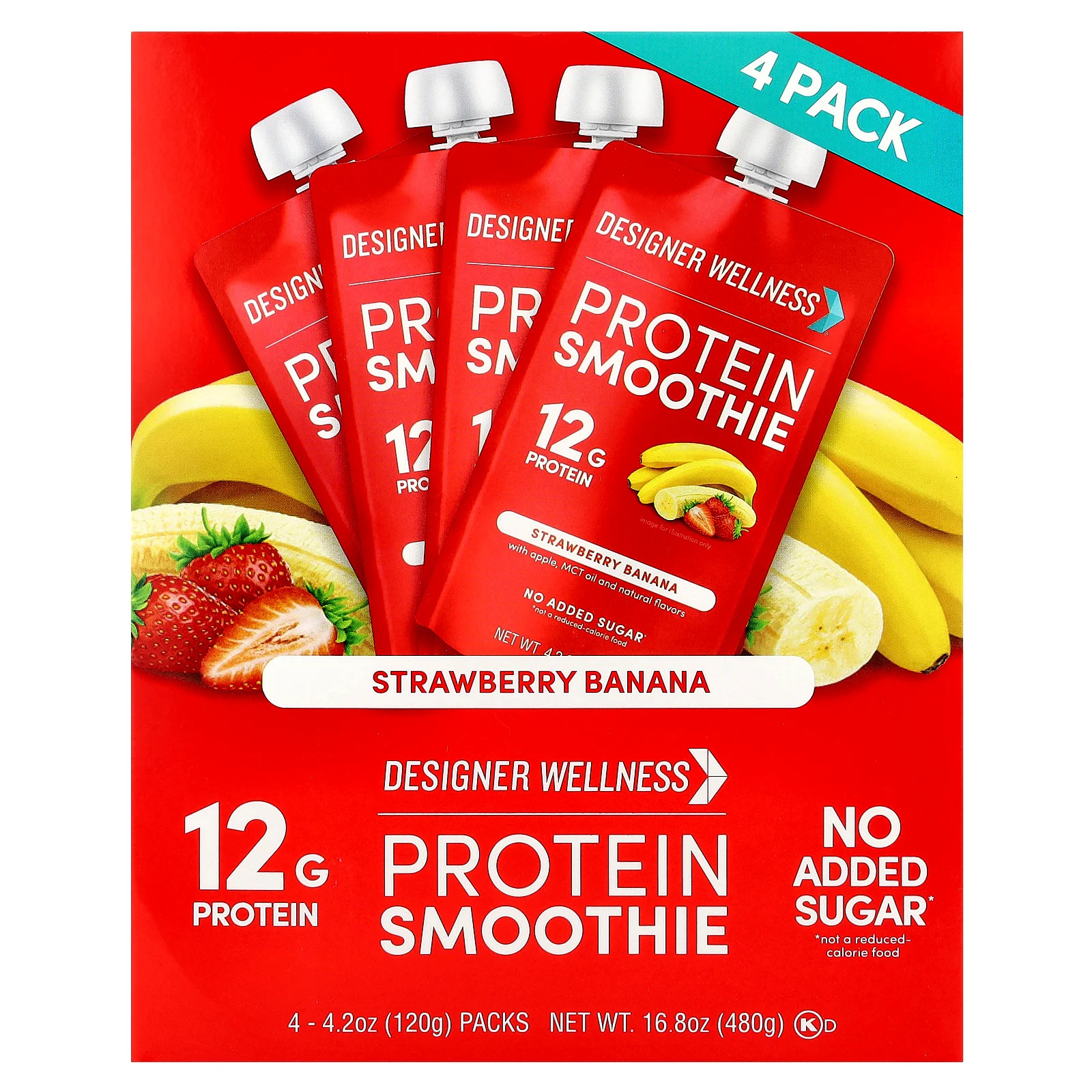 Протеи смузи с клубникой и бананом 4 упаковки по 42 унции 120 г каждая 2990₽