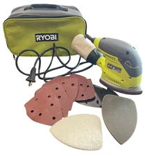 Ryobi Corner Cat Finish Sander With Accessories & Carry Bag, Tested & Works Exc.