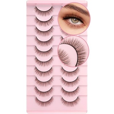 False Eyelashes Natural Look Eye Lashes Short 1 Count (Pack of 10), Black 
