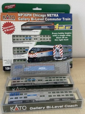 Kato Set N 106-8701 MP36PH m. 3 Metra-Wag.& 176-9104 EMD F40PH m. 2 Metra-Wagen