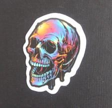 Bright colorful Laughing Skull Sticker 1.75" x 1.38" K