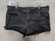 Old Navy Shorts Womens 8 Black Boyfriend Mid Rise Cut Off Distressed Preppy