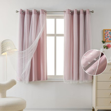 Cute Pink Blackout Curtains for Girls Room  Nursery, 72" Long, 2 Panels