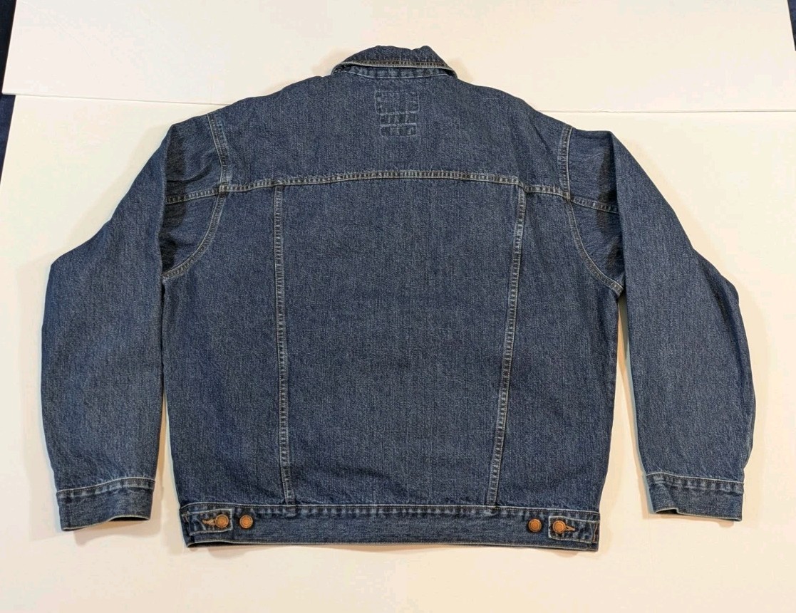 Vintage Pendleton Denim Jacket Aztec Blanket Lined Made In Canada