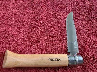 OPINEL FRANCE No.12 SERRATED  CAMP FOLDING KNIFE BEECH HANDLE 