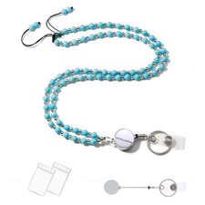 Beaded Retractable Lanyards for ID Badges Natural Stone Teacher Lanyard