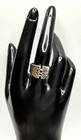 DQ09 Vintage Sterling Silver Wide Band Lace-Up Corset Design Ring Sz 8 — photo 1