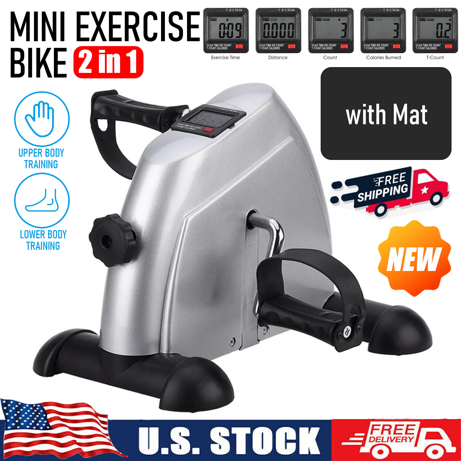 Portable Mini Cycle Bike Foot Pedal Exercise Machine Arm Leg