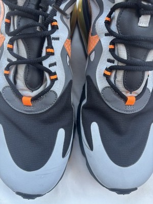 Nike Air Max 270 React Black Gray Orange Low Top Comfort Sneakers Size 12