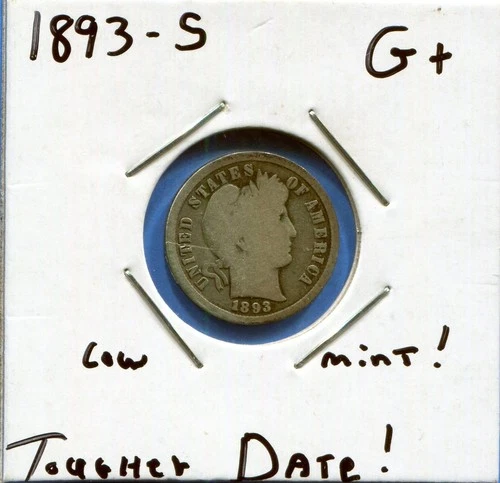 W@W 1893-s  Barber Dime, ( Very Tough Date !!!! ) G+ !!!!!!!!!!