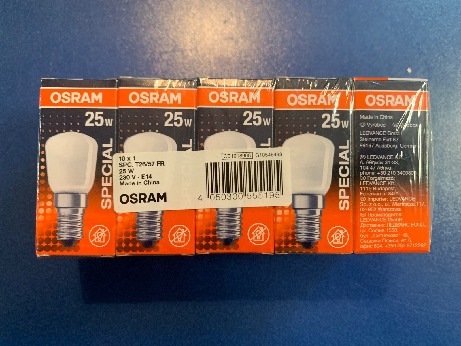 10X OSRAM Bulbs 25W Special T26 Matte 230V E14 Lamp Fr Dimmable 190lm Dimmable