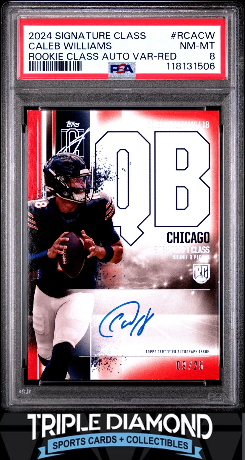 Caleb Williams Topps Signature Class Rookie Class Autograph Variation #RCACW Red