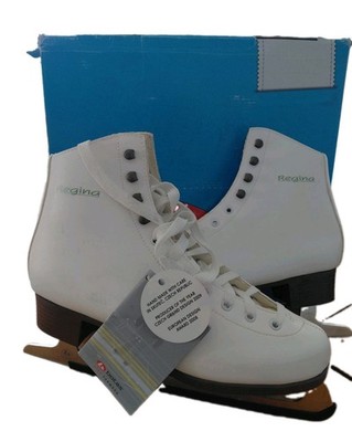 Botas Regina White Ice Skates Womens Size 11 Worn Once Professionally Sharpened