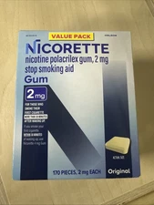 Nicorette Gum Value Pack 2MG Original Flavor 170 Pieces Exp 01/26 NEW Free Ship