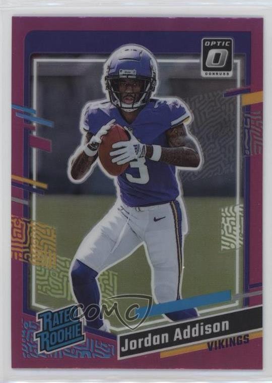 2023 Panini Donruss Rated Rookie Optic Preview Pink Prizm Jordan Addison 1i7m