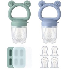 2 Pack Silicone Baby Fruit Feeder with Mini Freezer Tray, Breastmilk Popsicle