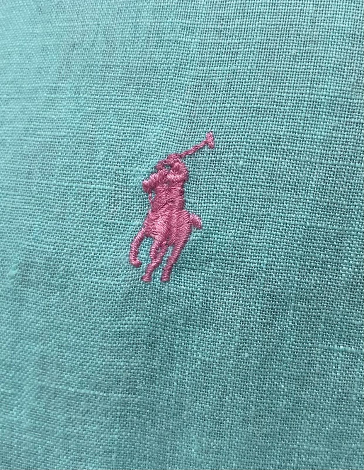 Ralph Lauren Men's Green Linen Shirt Size 42 UK Vintage RRP £150 image 8