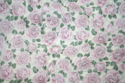 SILVERED PINK ROSES-SENTIMENTS FROM HOFFMAN - 100% COTTON FABRIC