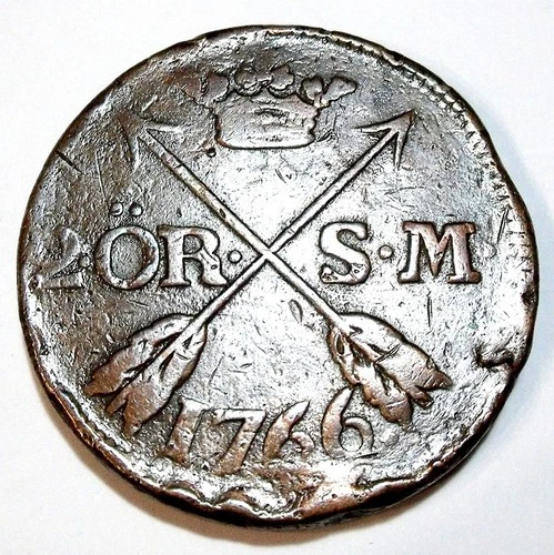 B - SWEDEN - Adolf Frederick (1751-1771) 2 Ore 1766-S.M. - SCARCE - NO RESERVE